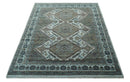 Ivory and Olive 8x10 Hand Knotted Traditional Design wool area rug