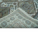 Ivory and Olive 8x10 Hand Knotted Traditional Design wool area rug