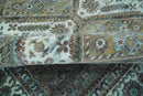 Ivory and Olive 8x10 Hand Knotted Traditional Design wool area rug