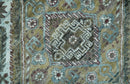 Ivory and Olive 8x10 Hand Knotted Traditional Design wool area rug