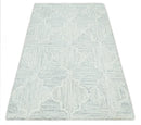 Custom Made Ivory and Silver Modern Geometric Hand Tufted Wool Area Rug