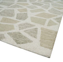 Ivory Beige and Brown mosaic Design Custom Made Hand Hooked  Modern Style Rug