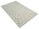 Ivory Beige and Brown mosaic Design Custom Made Hand Hooked  Modern Style Rug