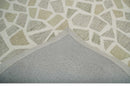 Ivory Beige and Brown mosaic Design Custom Made Hand Hooked  Modern Style Rug