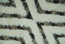 Ivory, Beige and Charcoal Modern Stripes Plush Pile Moroccan Style Hand knotted 5x8 wool Area Rug