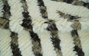 Ivory, Beige and Charcoal Modern Stripes Plush Pile Moroccan Style Hand knotted 5x8 wool Area Rug