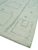 Ivory, Beige and Gray Modern Geometrical Hand Knotted Multi Size wool area Rug