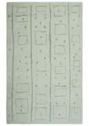 Ivory, Beige and Gray Modern Geometrical Hand Knotted Multi Size wool area Rug