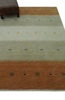 Ivory, Beige and Rust Geometrical stripes Design Hand loom 4.6x6.6 wool Area Rug