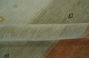 Ivory, Beige and Rust Geometrical stripes Design Hand loom 4.6x6.6 wool Area Rug