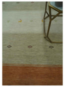 Ivory, Beige and Rust Geometrical stripes Design Hand loom 4.6x6.6 wool Area Rug