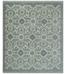 Ivory, Blue and Beige Hand knotted Traditional Large Design Multi Size wool Area Rug