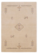 Ivory Border Patterns Hand Loomed Wool Area Rug