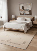 Ivory Border Patterns Hand Loomed Wool Area Rug