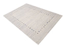 Ivory Contemporary Gabbeh Border Design Hand Loomed Wool Rug