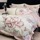 DecorBites™ Blooming Flowers Embroidery Bedding Set 600TC Egyptian Cotton Duvet Cover Queen King