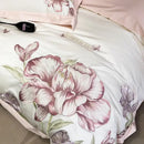 DecorBites™ Blooming Flowers Embroidery Bedding Set 600TC Egyptian Cotton Duvet Cover Queen King