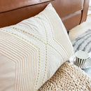 Ivory geometric embroidery cushion cover living room decor