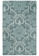 Hand Tufted Ivory, Gray and Blue Contemporary Style Wool Area Rug