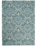 Hand Tufted Ivory, Gray and Blue Contemporary Style Wool Area Rug