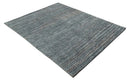 Ivory, Gray, Charcoal and Brown Antique Stripes Design Hand knotted 8x10 wool Area Rug