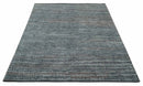 Ivory, Gray, Charcoal and Brown Antique Stripes Design Hand knotted 8x10 wool Area Rug