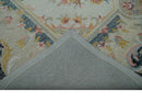 Ivory, Light Green and Charcoal Aubusson design Hand Tufted 8x10 wool Area Rug