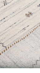 Ivory Modern Tribals Design Hand Loomed Wool Area Rug