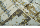 Ivory, Olive and Gray Modern Abstract 6x9 Hand Knotted Bamboo Silk Area Rug