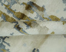 Ivory, Olive and Gray Modern Abstract 6x9 Hand Knotted Bamboo Silk Area Rug