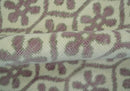 Ivory, Purple and Gray Hand Knotted Geometrical Floral 8x10 wool Area Rug
