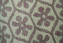 Ivory, Purple and Gray Hand Knotted Geometrical Floral 8x10 wool Area Rug