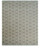 Ivory, Purple and Gray Hand Knotted Geometrical Floral 8x10 wool Area Rug