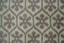 Ivory, Purple and Gray Hand Knotted Geometrical Floral 8x10 wool Area Rug