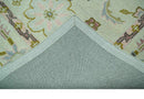 Ivory, Purple and Olive Floral Oushak Hand Tufted Custom Made wool rug