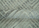 Ivory, Silver and Charcoal Modern Geometrical Puzzle Design hand knotted 5x8 wool Area Rug