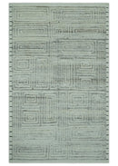 Ivory, Silver and Charcoal Modern Geometrical Puzzle Design hand knotted Custom Made wool Area Rug