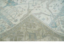 Ivory, Teal and Brown 8x10 Hand knotted Traditional oriental oushak wool area rug