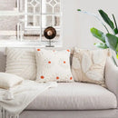 Ivory tufted cushion cover with white daisy embroidery living room