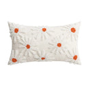 Ivory tufted cushion cover with white daisy embroidery living room