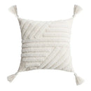 Ivory tufted cushion cover with white daisy embroidery living room
