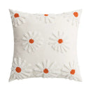 Ivory tufted cushion cover with white daisy embroidery living room