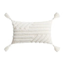 Ivory tufted cushion cover with white daisy embroidery living room