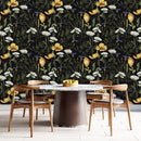Voguish Dark Wallpaper with Wildflowers