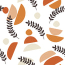Leaves and Beige Geometrical Shapes Wallpaper