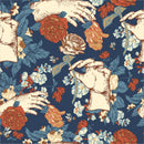 Dark Blue Wallpaper with Hands Pattern