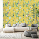 Yellow Wallpaper with Flowers