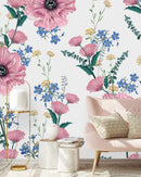 Voguish Modern Pink Poppies Wallpaper