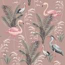 Beige Wallpaper with Exotic Birds