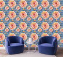 Blue Wallpaper with Roses